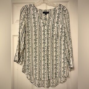 Fred David Black and White Floral Stripe Button Down Shirt